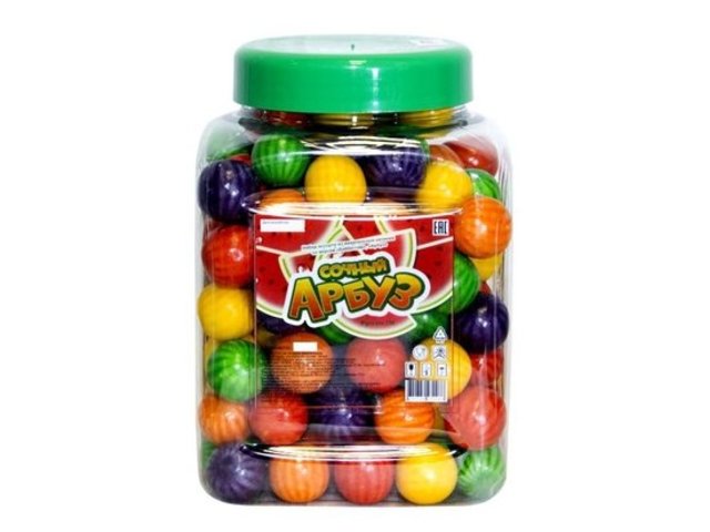 Мягкая игрушка Жевательная резинка сочный арбуз 22 мм (банка) 8х115 штук